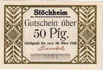 Germany 50 Pfennig Banknote, Stockheim, charette, 1922 UNC(63) Mehl:1272.2 -