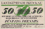 Germany 50 Pfennig Banknote, Brockau, Texte 1920-10-22, UNC(63) Mehl:189.1a -