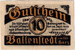 Germany 10 Pfennig Banknote, Ballenstedt, village, 1920 UNC(63) Mehl:61.2 -