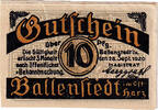 Germany 10 Pfennig Banknote, Ballenstedt, chemin, UNC(63) Mehl:61.2 -