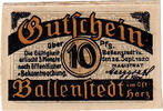 Germany 10 Pfennig Banknote, Ballenstedt, château, 1920 UNC(63) Mehl:61.2 -