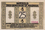 Germany 25 Pfennig Banknote, St Magnus, château, 1921 AU(55-58) Mehl:1166.1 -