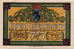 Germany 75 Pfennig Banknote, Possneck, Blason, Mehl:1066.2 -
