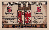 Germany 5 Pfennig Banknote, Salzwedel, château, 1921 UNC(63) Mehl:1162.2a -
