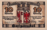 Germany 10 Pfennig Banknote, Salzwedel, rue, 1921 UNC(63) Mehl:1162.2a -