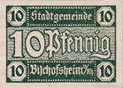 Germany 10 Pfennig Banknote, Bischofsheim, château, Mehl:107.1 -