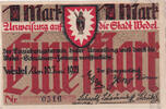 Germany 1 Mark Banknote, Wedel, métier 1921-06-10, UNC(63) Mehl:1387.1a -