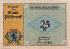 Germany 25 Pfennig Banknote, Possneck, rue, Mehl:1066.6 -