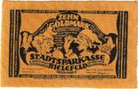 Germany 10 Goldmark Bielefeld, 1923-12-15, Velvet, Grabowski:112a -