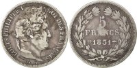 France 5 Francs Coin, Louis-Philippe, Strasbourg, Silver -