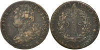 France 2 Sols Coin, 2 sols françois, Rouen, Bronze -