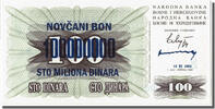 Bosnia - Herzegovina 100,000,000 Dinara Banknote, 1993-11-10 -