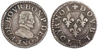 FRENCH STATES 2 Deniers, Tournois Coin, CHATEAU-RENAUD, Copper -