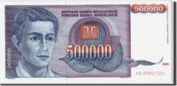 Yugoslavia 500,000 Dinara Banknote -
