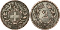 Switzerland 2 Rappen Coin, Bern, Bronze, KM:4.2 -