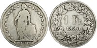 Switzerland Franc Coin, Bern, Silver, KM:24 -