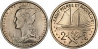 SAINT PIERRE & MIQUELON 2 Francs Coin, Paris, Copper-nickel -
