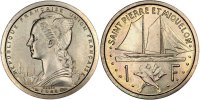 SAINT PIERRE & MIQUELON Franc Coin, Paris, Copper-nickel -