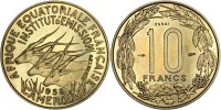 Cameroon 10 Francs Coin, Paris, Aluminum-Bronze, Lecompte:28 -