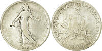 France 2 Francs Coin, Semeuse, Paris, Silver, KM:845.1 -
