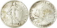 France 2 Francs Coin, Semeuse, Paris, Silver, KM:845.1 -