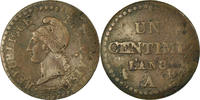 France Centime Coin, Dupré, Paris, Bronze, KM:646 -