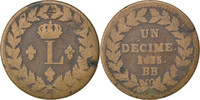 France Decime Coin, Louis XVIII, Strasbourg, Bronze -