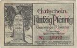Germany 50 Pfennig Banknote, Rinkenis Gemeinde, paysage -