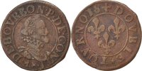 FRENCH STATES 2 Deniers, Tournois Coin, CHATEAU-RENAUD, Copper -