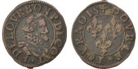 FRENCH STATES 2 Deniers, Tournois Coin, CHATEAU-RENAUD, Copper -