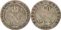 France 10 Centimes Coin, Napoléon I, Paris, Billon -