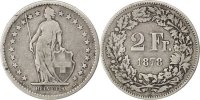 Switzerland 2 Francs Coin, Bern, Silver, KM:21 -