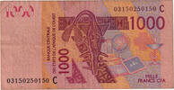 West African States 1000 Francs Banknote, KM:315Ca -