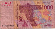 West African States 1000 Francs Banknote, KM:815Tb -
