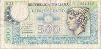 Italy 500 Lire Banknote, 1976-12-20, KM:95 -