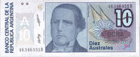 Argentina 10 Australes Banknote, KM:325b -