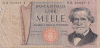 Italy 1000 Lire Banknote, 1971-03-11, KM:101b -