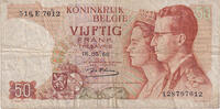 Belgium 50 Francs Banknote, 1966-05-16, KM:139 -