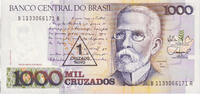Brazil 1 Cruzado Novo on 1000 Cruzados Banknote, Undated (1989), KM:216b -