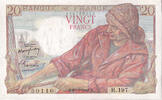 France 20 Francs Pêcheur, H.197, Fayette:13.14, KM:100c -