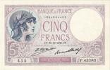 France 5 Francs Violet, P.43383, Fayette:3.14, KM:72d -