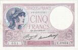 France 5 Francs Violet, E.57694, Fayette:3.17, KM:72e -