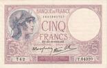 France 5 Francs Violet, T.64320, Fayette:04.12, KM:83 -