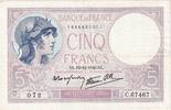 France 5 Francs Violet, C.67467, Fayette:04.17, KM:83 -