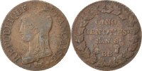 France 5 Centimes Coin, Dupré, Strasbourg, Bronze, KM:640.4 -