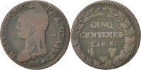 France 5 Centimes Coin, Dupré, Lille, Bronze, KM:640.11 -