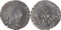 France 1/2 Franc au col plat Coin, Henri III, Rennes, Silver -