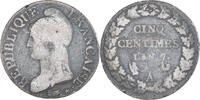 France 5 Centimes Coin, Dupré, Paris, Copper, Gadoury:126 -
