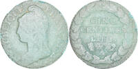France 5 Centimes Coin, Dupré, Paris, Copper, Gadoury:126 -