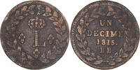 France Decime Coin, Louis XVIII, Strasbourg, Bronze, KM:701 -